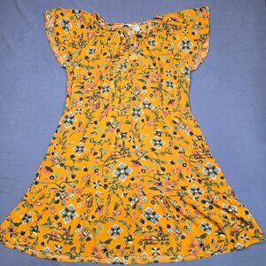 Canyon Retreat 1X Floral Yellow Short Sleeve Dress Boho Cottage Core
